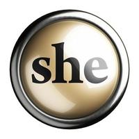 she word on isolated button photo