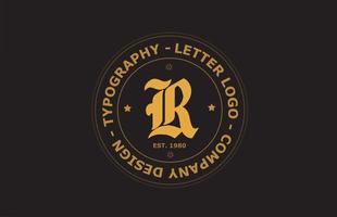 amarillo marrón r vintage alfabeto letra logo icono diseño. plantilla creativa para placa y etiqueta vector