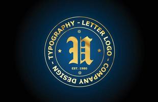 Diseño de icono de logotipo de letra del alfabeto vintage u dorado. plantilla creativa para etiqueta e insignia en estilo dorado vector