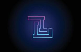 L icono de diseño de logotipo de letra del alfabeto con línea. plantilla creativa para empresas y negocios en colores azul rosa vector