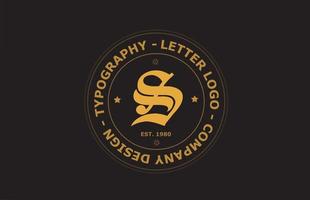 yellow brown S vintage alphabet letter logo icon design. Creative template for badge and label vector