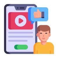 A well-designed flat icon of video feedback vector