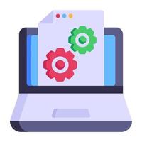 Report with cogwheels, flat icon of project management vector