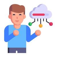 un icono plano bien diseñado de intercambio en la nube vector