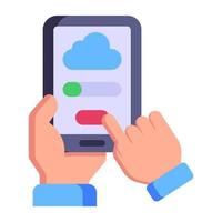 Person working with cloud, flat icon of cloud transfer vector