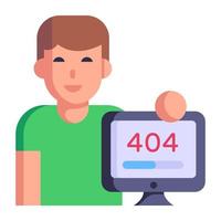 A modern flat style icon of 404 error vector
