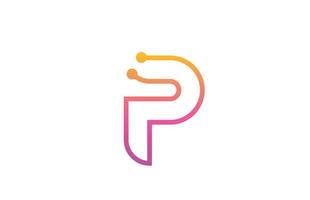 P pink alphabet letter icon logo design with dot. Creative template for company and business with line vector