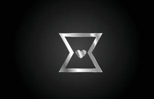 metal x amor corazón alfabeto letra icono logotipo diseño. plantilla creativa para negocio o empresa vector