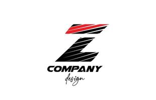 icono del logotipo de la letra del alfabeto z negro y rojo. diseño creativo para empresas y negocios con estilo audaz en rodajas vector