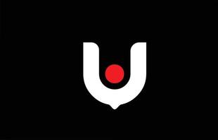 w diseño del logotipo del icono de la letra del alfabeto. plantilla creativa para empresas y negocios con punto rojo en blanco y negro vector