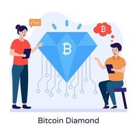 Bitcoin diamond flat illustration, high quality graphics vector