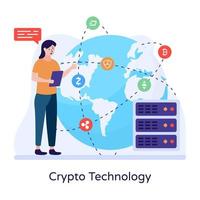 A trendy flat illustration of crypto technology vector