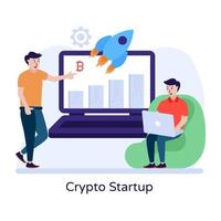 A modern flat illustration of crypto startup vector