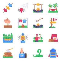 Collection of Adventure Flat Icons vector