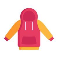 el icono plano de la sudadera con capucha está disponible para uso premium vector