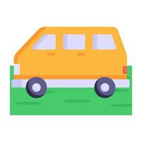 Trendy flat icon of camping van, editable vector