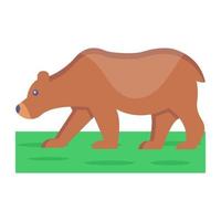 animal salvaje, oso icono plano en estilo editable vector