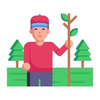 un hermoso paisaje de bosque icono plano vector