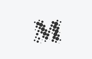 Diseño del logotipo del icono de la letra del alfabeto punteado m. plantilla creativa para negocios con punto vector