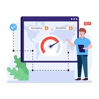 A trendy flat illustration of a web speed vector