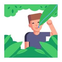 Person exploring jungle, flat icon of adventurer vector