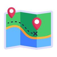 A trendy flat icon of location map vector