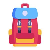 Traveling bag, a flat icon of backpack vector