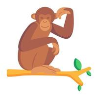 Well-designed flat icon of monkey, editable vector