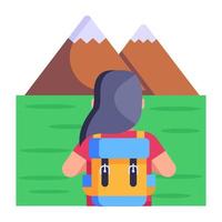 Adventurous person, flat editable icon of mountaineer vector