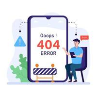 Flat illustration of error 404, web error vector