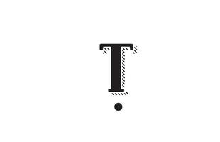 diseño del logotipo del icono de la letra del alfabeto t en blanco y negro. plantilla creativa para negocio o empresa vector