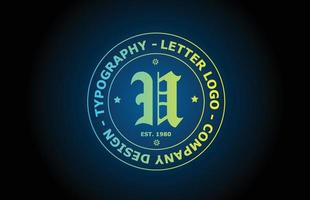 U vintage alphabet letter logo icon design in green color. Creative template for label and badge vector