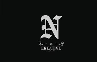diseño del logotipo del icono de la letra del alfabeto n vintage. plantilla de empresa creativa en blanco y negro vector