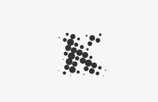 Diseño del logotipo del icono de la letra del alfabeto punteado k. plantilla creativa para negocios con punto vector