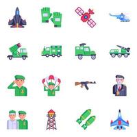 Military and Combat Accessories Flat Icons vector