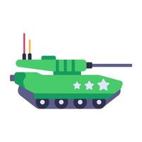 A flat icon of battle tank with high quality graphics vector