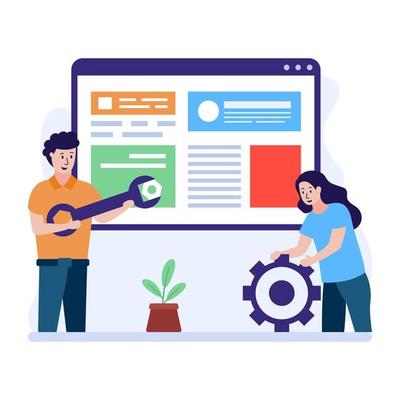 Modern flat illustration of site maintenance