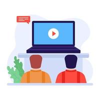 Flat vector of video lecture, virtual learning