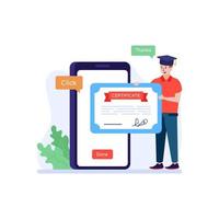 una descarga de vector plano de certificado en línea