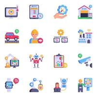 Pack of Robot Technology and Automation Flat Icons vector