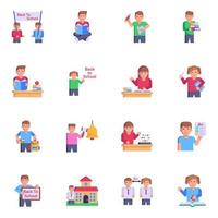 Collection of Back to School Flat Icons vector