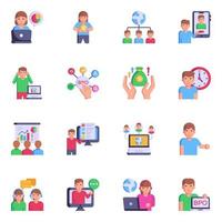 Collection of Business Management Services Flat Icons vector