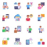 Trendy Flat Icons of Data Services