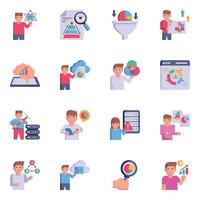 Flat Icons of Data Analytics vector