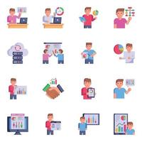 Pack of Data Analysis Flat Icons vector