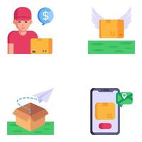 Flat Icons of Delivery Services- Vectors Set