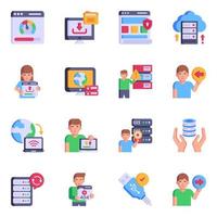 Trendy pack of Data Hosting Flat Icons vector