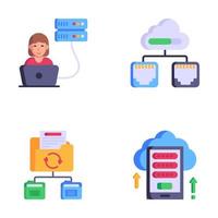 Set of Data Storage Flat Icons vector