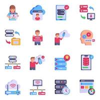 Set of Internet Hosting Flat Icons vector