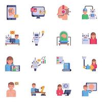 Pack of Robotics and Ai Flat Icons vector